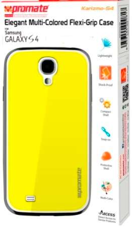 Promate Karizmo-S4 Elegant Flexi-Grip Case for Samsung Galaxy S4-Yellow Retail Box 1 Year Warranty