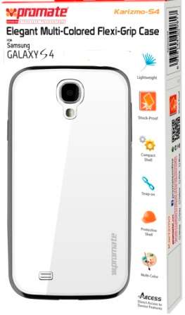 Promate Karizmo-S4 Elegant Flexi-Grip Case for Samsung Galaxy S4-White Retail Box 1 Year Warranty