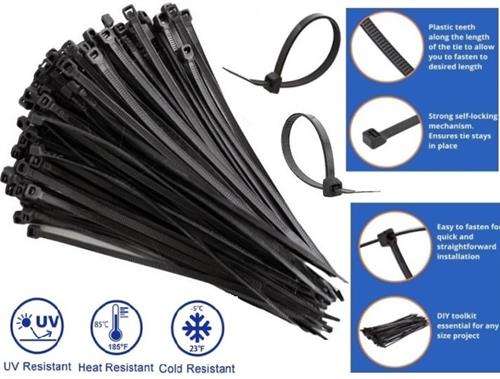 Noble Nylon Cable Ties 2.5 x 200mm Pack of 100 Black