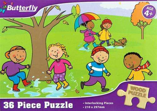Butterfly 36 Piece A4 Wooden Puzzle Winter- Interlocking Pieces 210 x 297mm, Each Puzzle Contains...