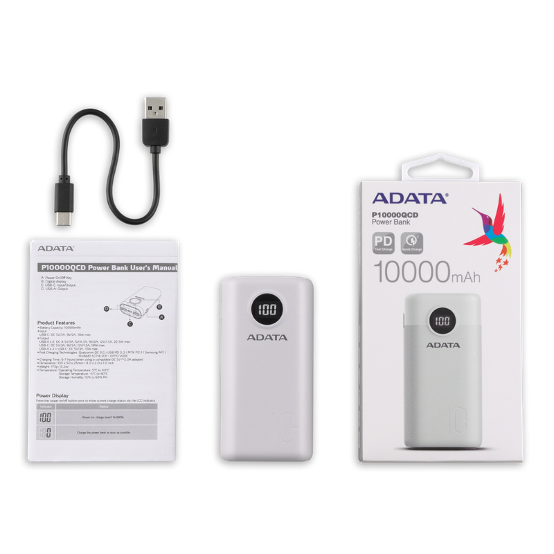 Adata P10000 Power Bank White
