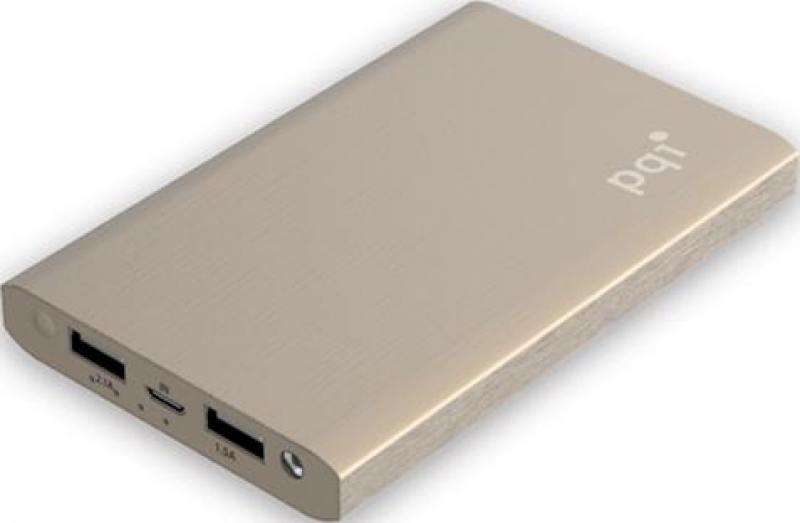 PQI - 5000V Universal Mobile 5000mAh Power Bank - 9.7mm Slim Design - Gold