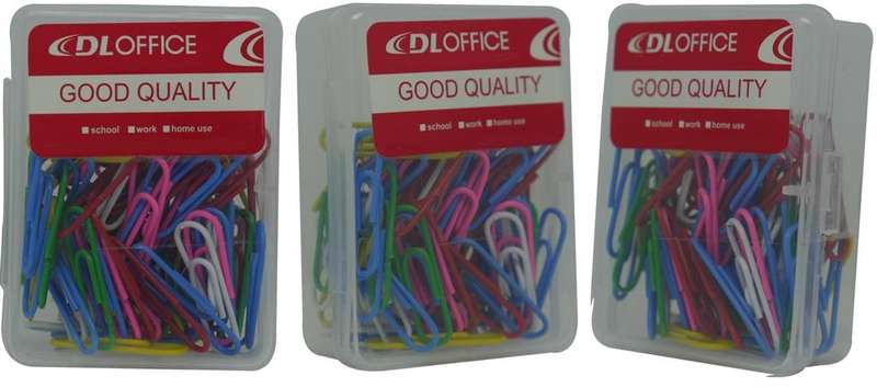 DLOffice Multicolour 28mm Paper Clips Plastic Tub of 70