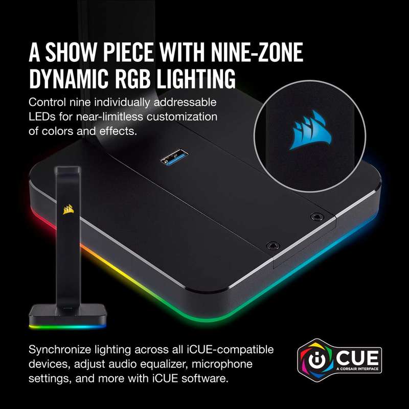 Corsair ST100 RGB Premium Headset Stand with 7.1 Surround Sound Passthrough