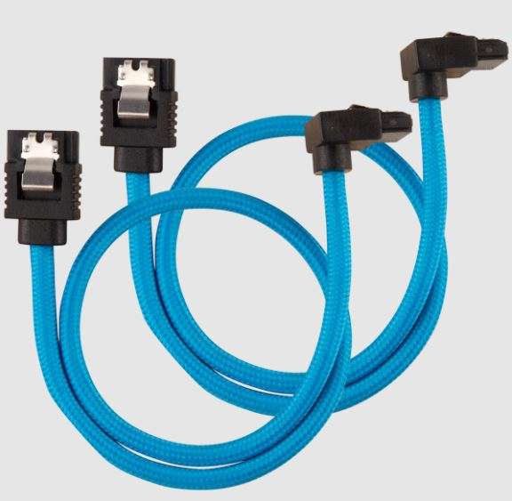 Corsair Premium Sleeved SATA 6Gbps 30cm 90? Connector Cable Blue