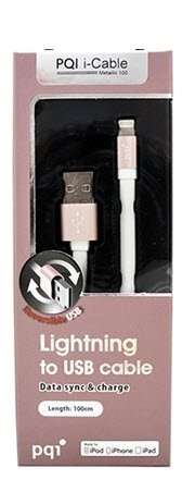 Pqi i-cable lightning 100 Metalic Rose Gold Lightning 8pins sync+charge 100cm
