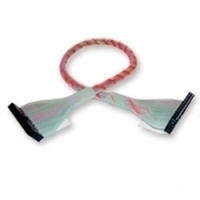 vantec 25cm (10 inch) rounded fdd cable with pull tab - 2 connectors - Red