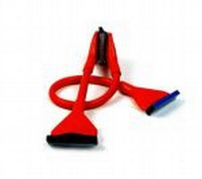 vantec 45cm (18 inch ) rounded ata133 ide cable with pull tab - 3 connectors - red pvc pipe