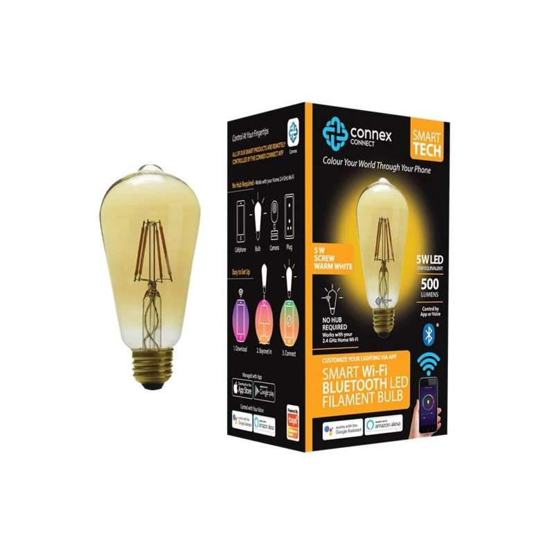 Connex Smart WiFi Bulb 5W LED Amber Filament Vintage Screw