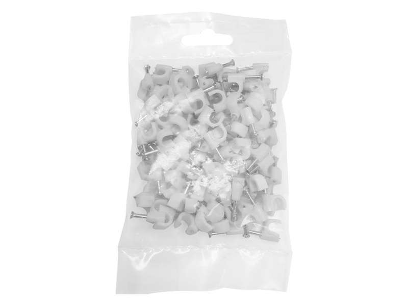6mm Cable Clips 100 Pack White
