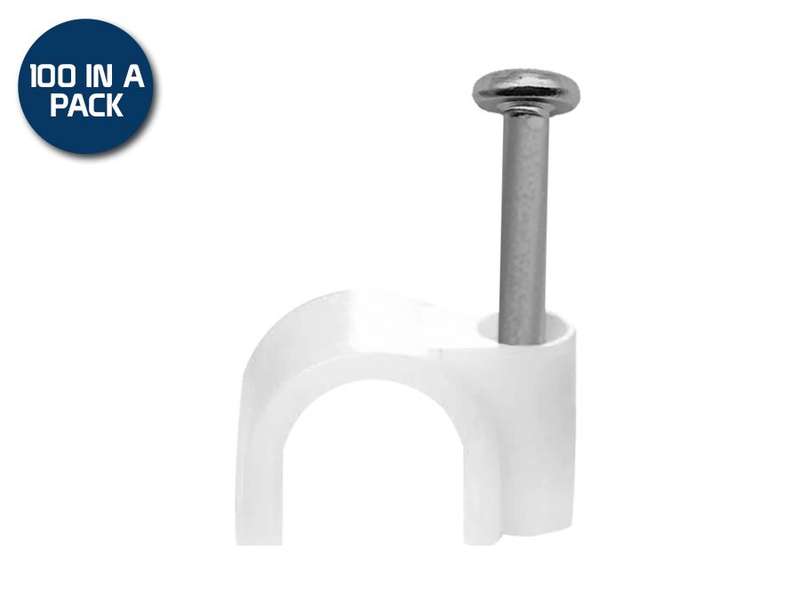 6mm Cable Clips 100 Pack White
