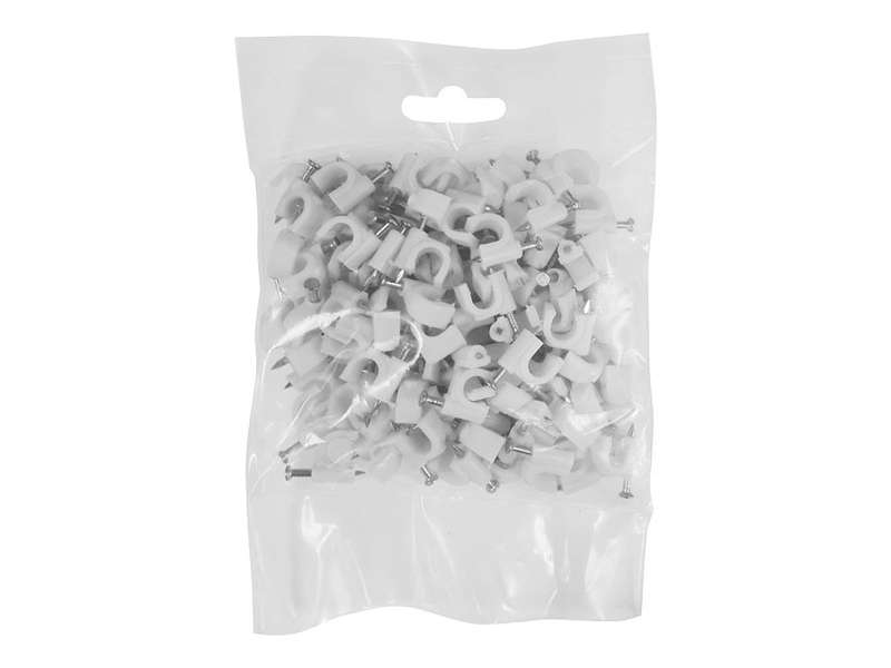 8mm Cable Clips 100 Pack White