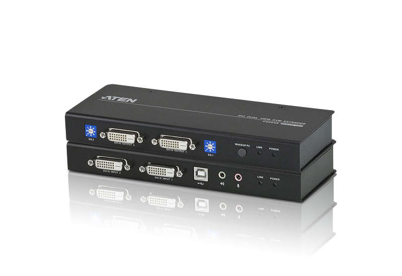 Aten USB DVI Dual View KVM Extender / Cat 5 KVM Extender/W/(US/EU/UK/OUT) ADP ATEN