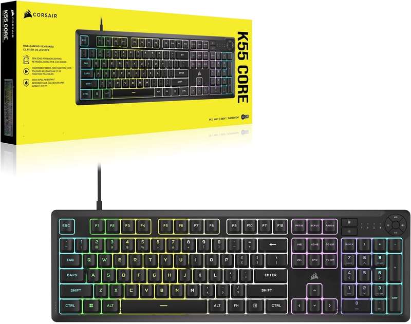 Corsair K55 Core RGB Gaming Keyboard - USB