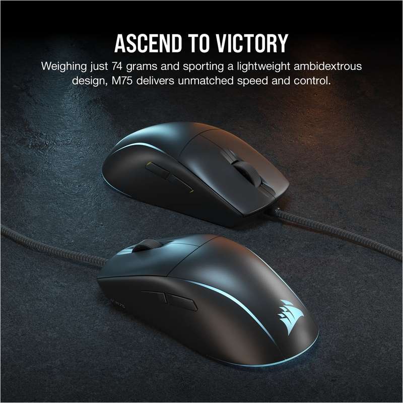 Corsair M75 Lightweight USB RGB Gaming Mouse - Black