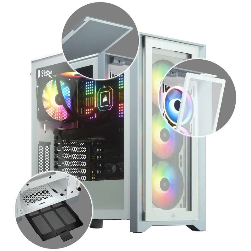 Corsair iCUE 4000X RGB Tempered Glass Mid-Tower ATX Case White