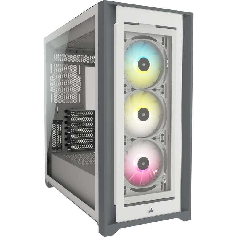 Corsair iCUE 5000X RGB Tempered Glass Mid-Tower ATX PC Smart Case White