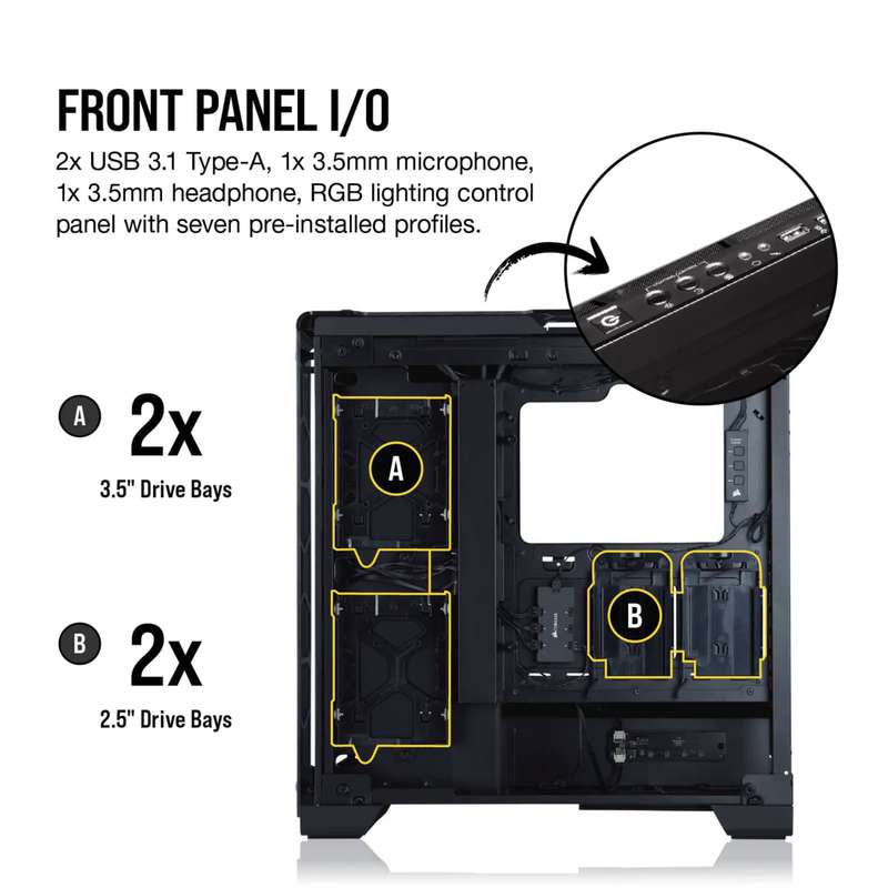 Corsair Crystal 570X RGB Mirror Black Tempered Glass Premium ATX Mid-Tower Case