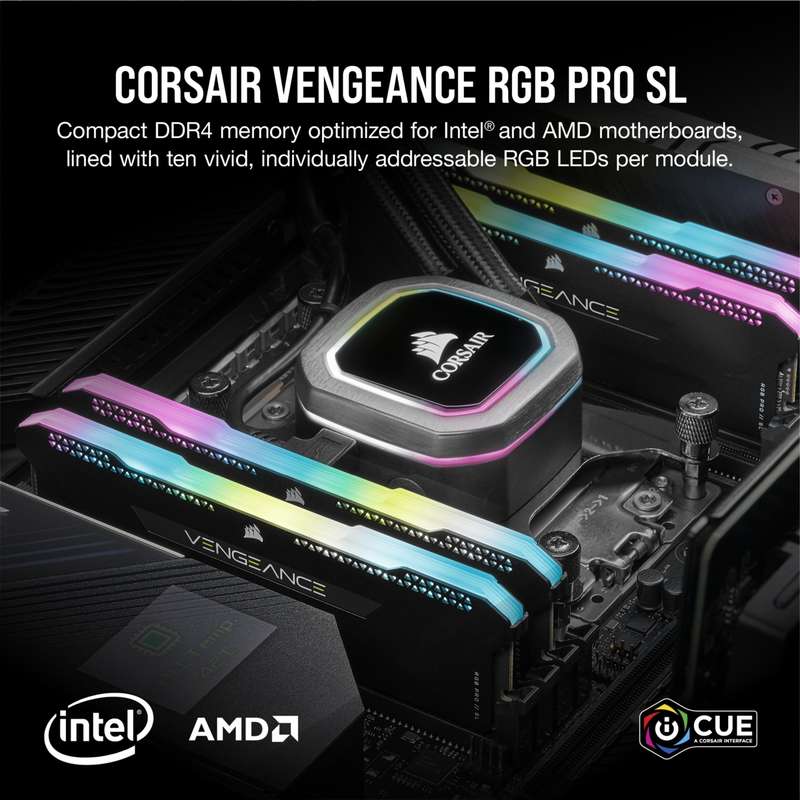 Corsair Vengeance RGB Pro SL 32GB (2 x 16GB) DDR4-3300 C16 288pin Memory kit