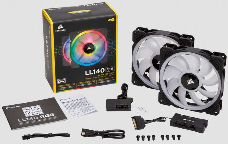 Corsair LL140 RGB PC Case Fan - 140x140x25mm x2 kit + Lighting Node PRo