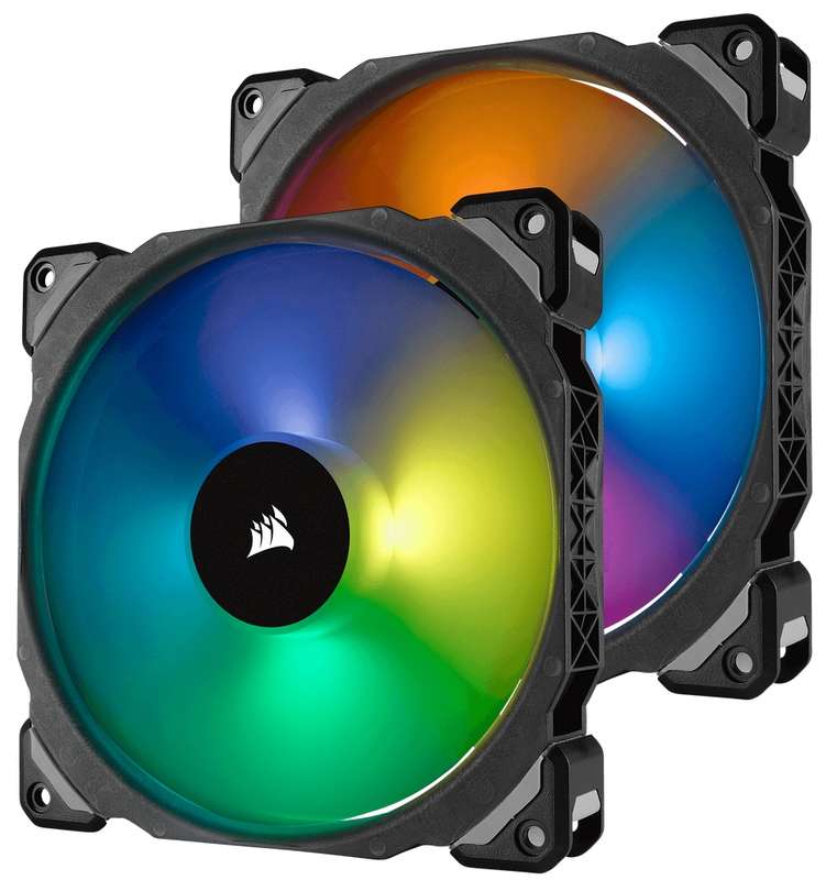 Corsair ML140 PRO RGB LED 140MM PWM Premium Magnetic Levitation Fan Dual Fan Pack with Lighting N...