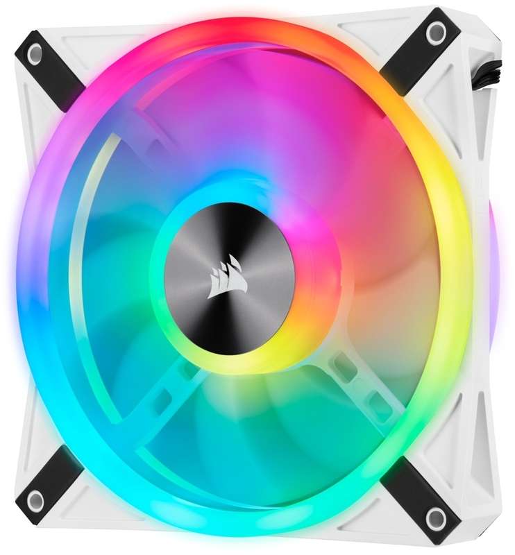 Corsair iCUE QL140 RGB 140mm PWM Dual fan kit with Lighting Node Core - White