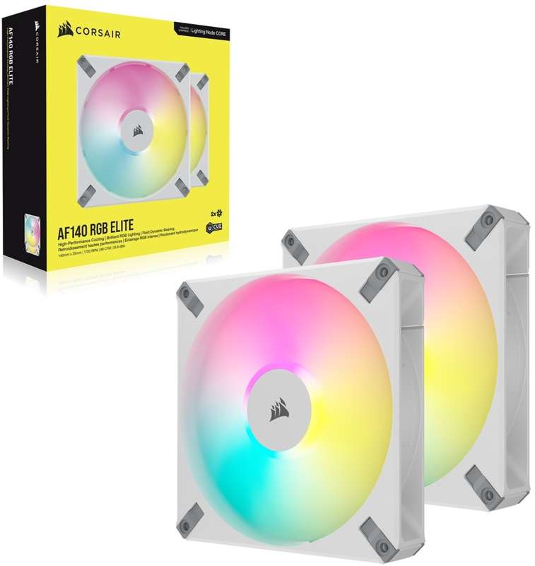 Corsair AF140 RGB Elite 140mm fluid Dynamic RGB fan with AirGuide - Dual pack - CO-9050160-WW
