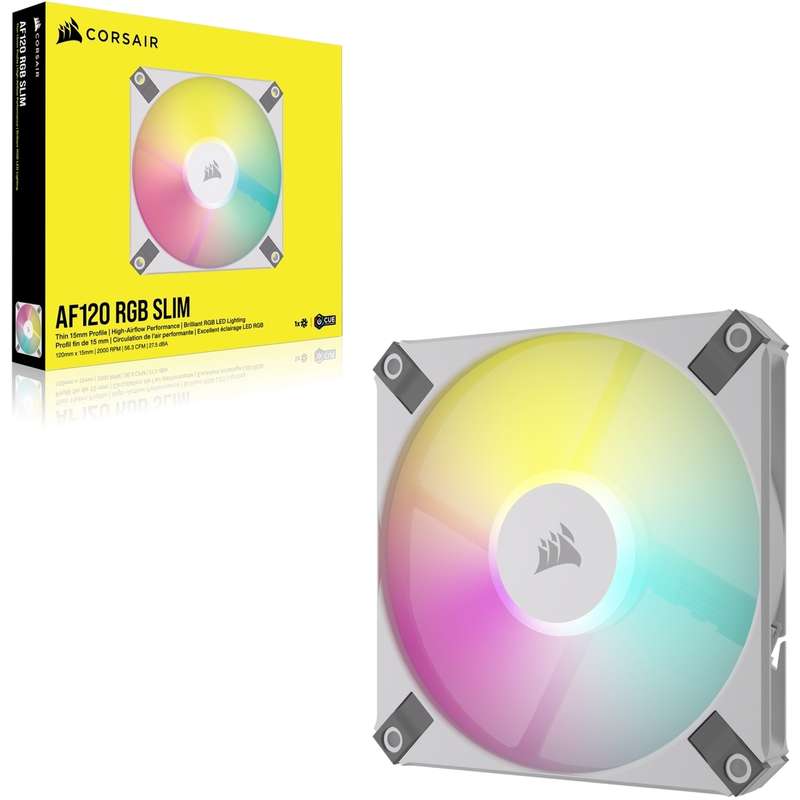 Corsair iCUE AF120 RGB slim 120mm PWM fluid Dynamic bearing fan - White