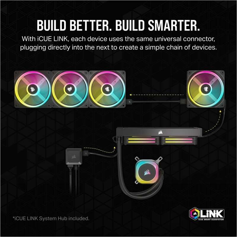Corsair iCUE Link QX140 RGB 140mm PWM fans starter kit - Black