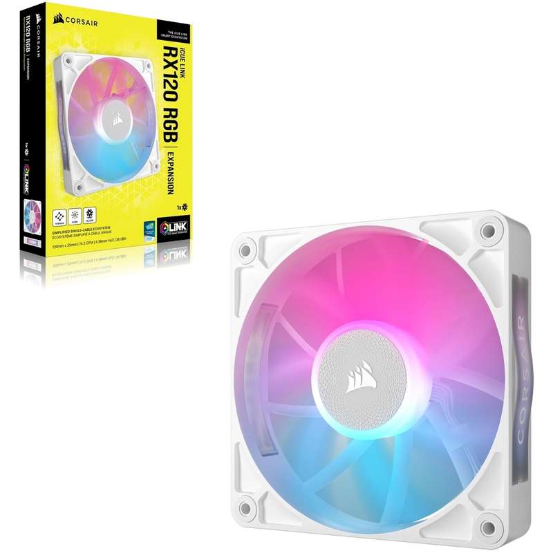 Corsair iCUE Link RX120 RGB 120mm PWM single fan Expansion - White