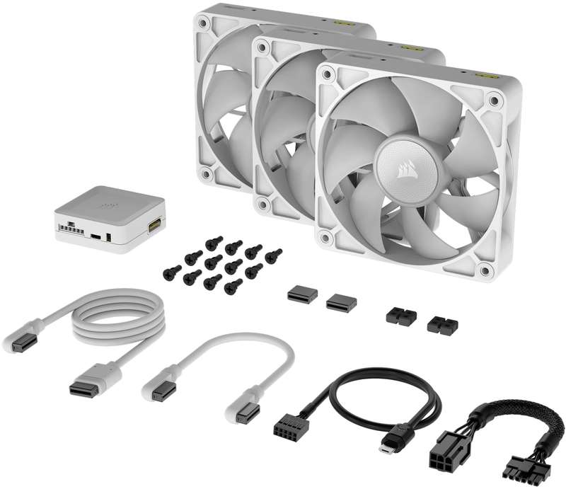 Corsair iCUE Link RX120 RGB 120mm PWM fan Triple starter kit - White