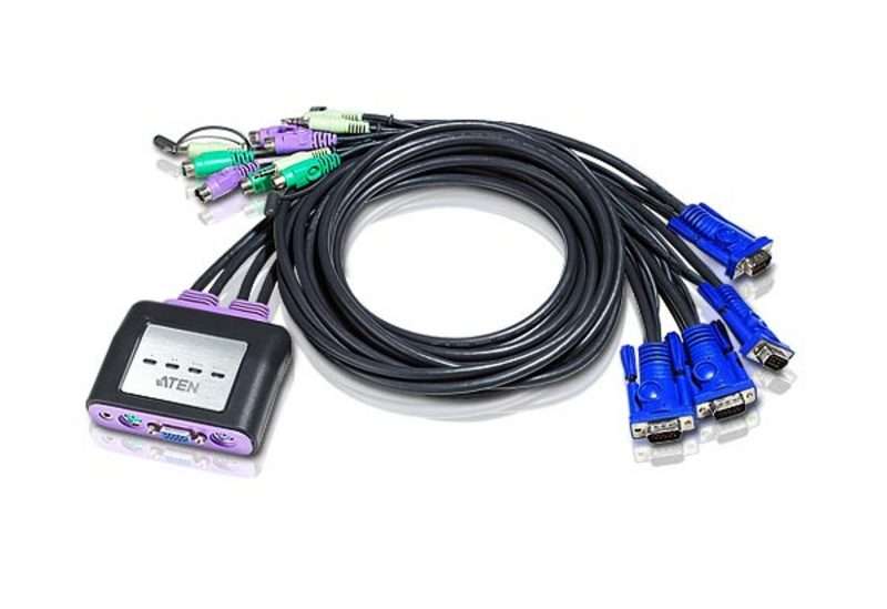 Aten 4-Port PS2 VGA Cable-Built-in KVM with Audio support
