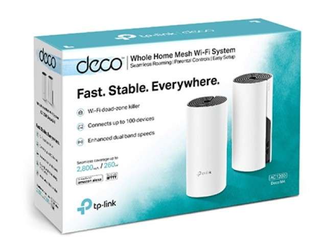 TP-Link Deco M4 AC1200 WiFi 5 Dual-Band Whole Home Mesh Gigabit White Wireless Router - 2-Pack