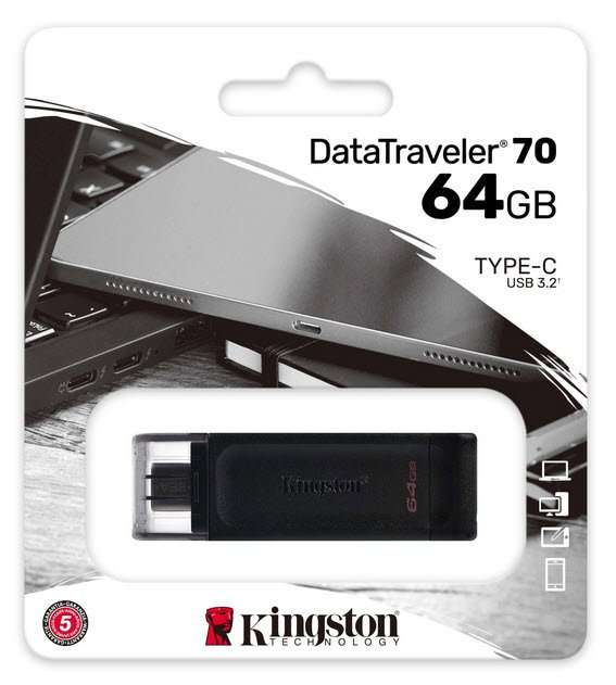 Kingston Datatraveler 70 Black USB3 type-C 64Gb Flash Drive