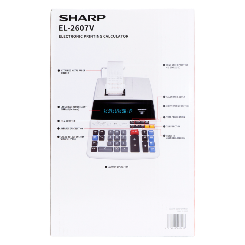 Sharp EL-2607V Premium Fast Printer Calculator AC Powered