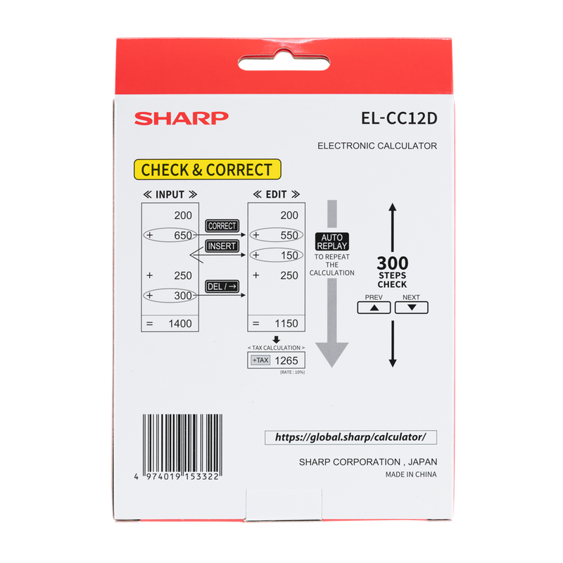 Sharp EL-CC12D Desk Calculator - CheckCorrect Tax