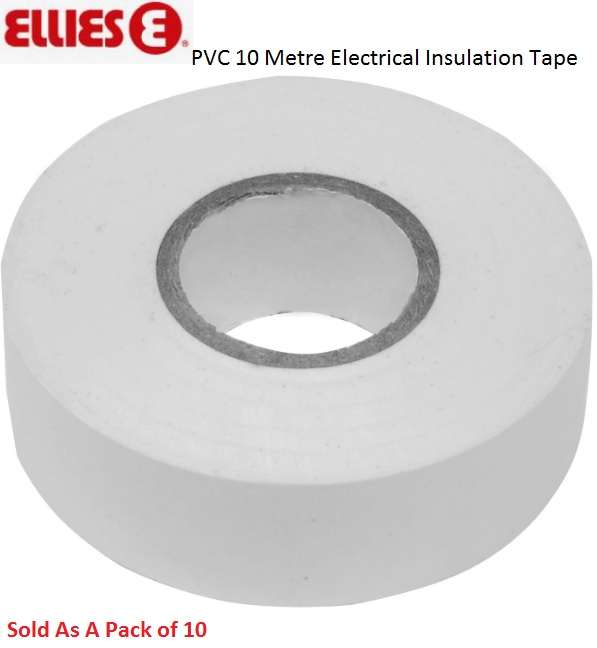 Ellies PVC 10 Metre Insulation Tape Pack Of 10 White