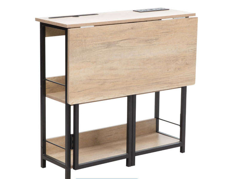 Everfurn Viron Folding Desk with x2 prong plugs and x2USB Charging Ports