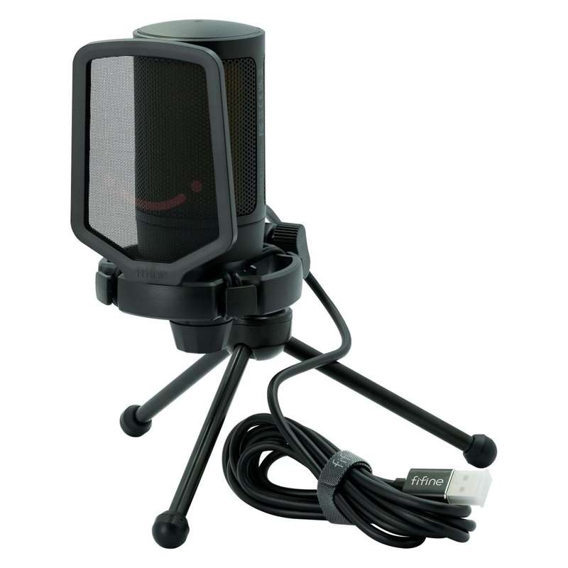 Fifine A6V Pro Microphone RGB USB Pop Filter Gain Control