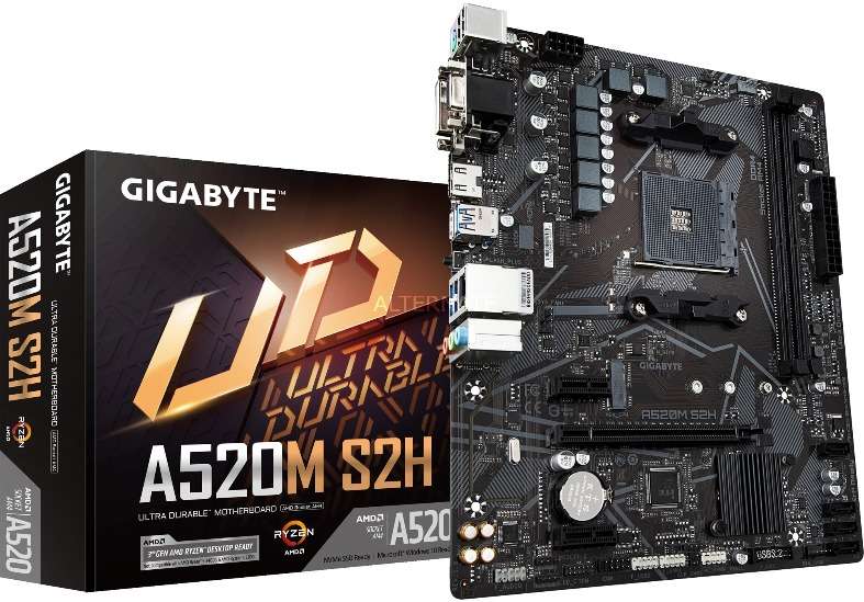 Gigabyte - A520M-S2H AMD A520 Chipset for 3rd Generation AM4 AMD Ryzen? processors Motherboard