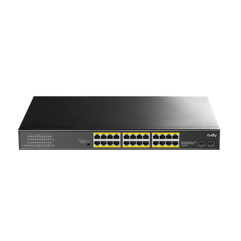 Cudy 24-Port BASE-T Gigabit|2-Port Gbe BASE-X SFP|PoE+ 200W Differential Mode 2KV, ESD 15KV, 300W...