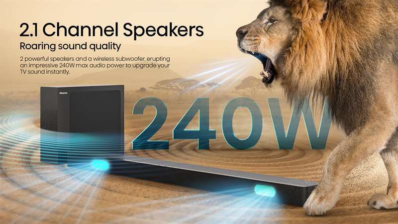 Hisense HS2100 2.1 Channel 240W Soundbar with Subwoofer