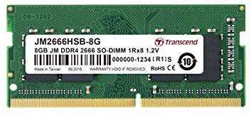 Transcend 8GB DDR4 2666MHz SO-DIMM 1rx8 1gx8 CL19 1.2v Memory Module