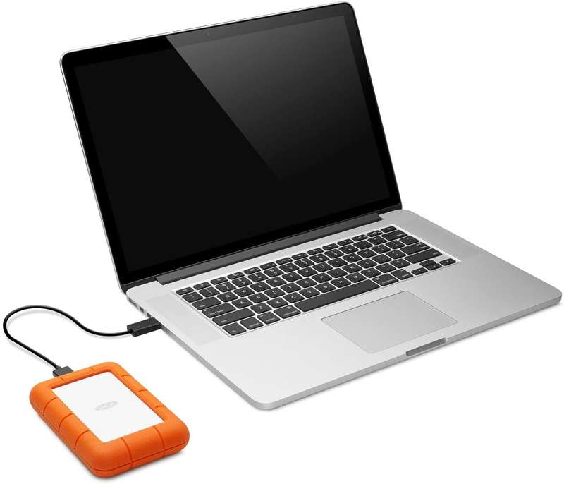 LaCie Rugged Mini - 1TB External Hard Drive USB 3.0 Silver/Orange