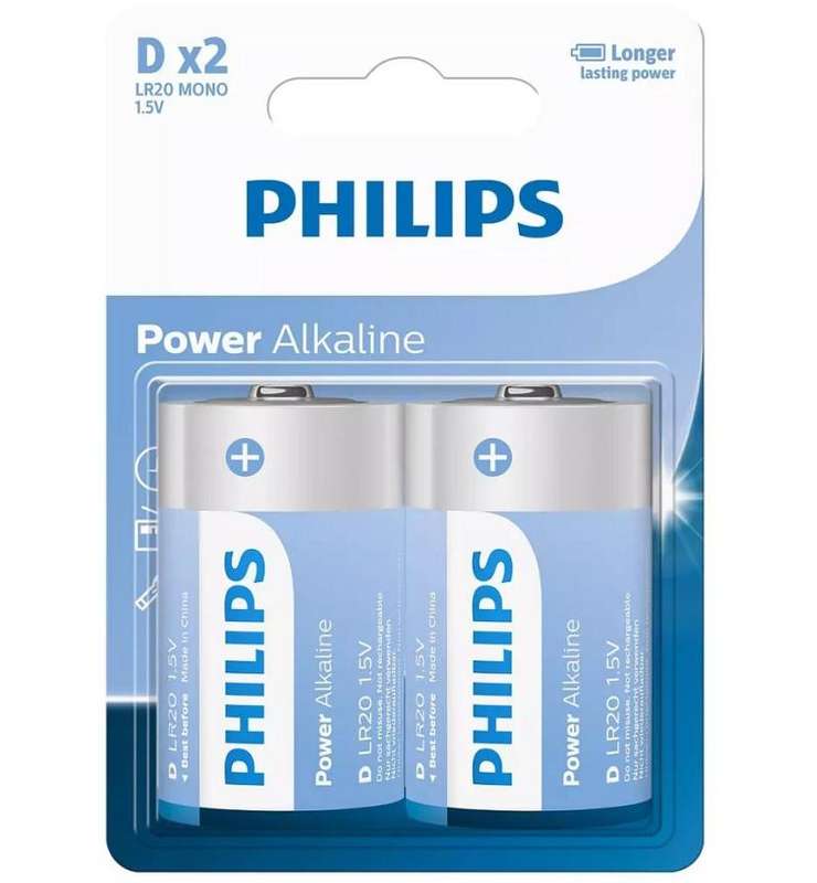 Philips Power Alkaline Battery D 2xPack - LR20P2B/40