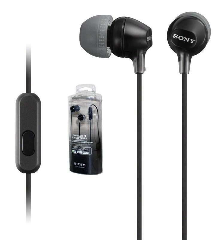 Sony EX15AP In-Ear Headphones with Mic for iPhone- Android - Blackberry Black