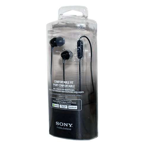 Sony EX15AP In-Ear Headphones with Mic for iPhone- Android - Blackberry Black