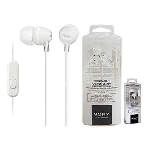 Sony EX15AP In-Ear Headphones with Mic for iPhone- Android - Blackberry White