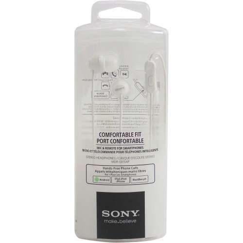Sony EX15AP In-Ear Headphones with Mic for iPhone- Android - Blackberry White