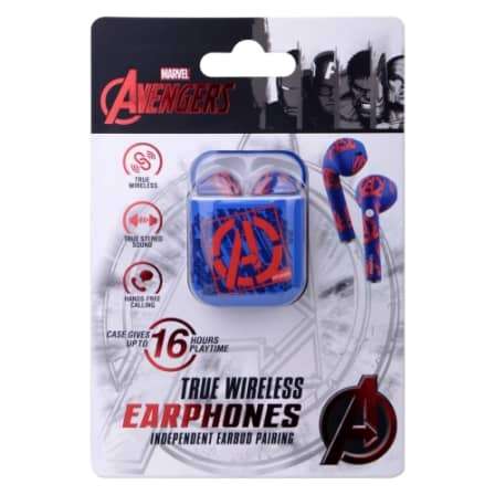 Marvel Avengers True Wireless Bluetooth Stereo Volume Reduced Earphones with Portable Charging Case